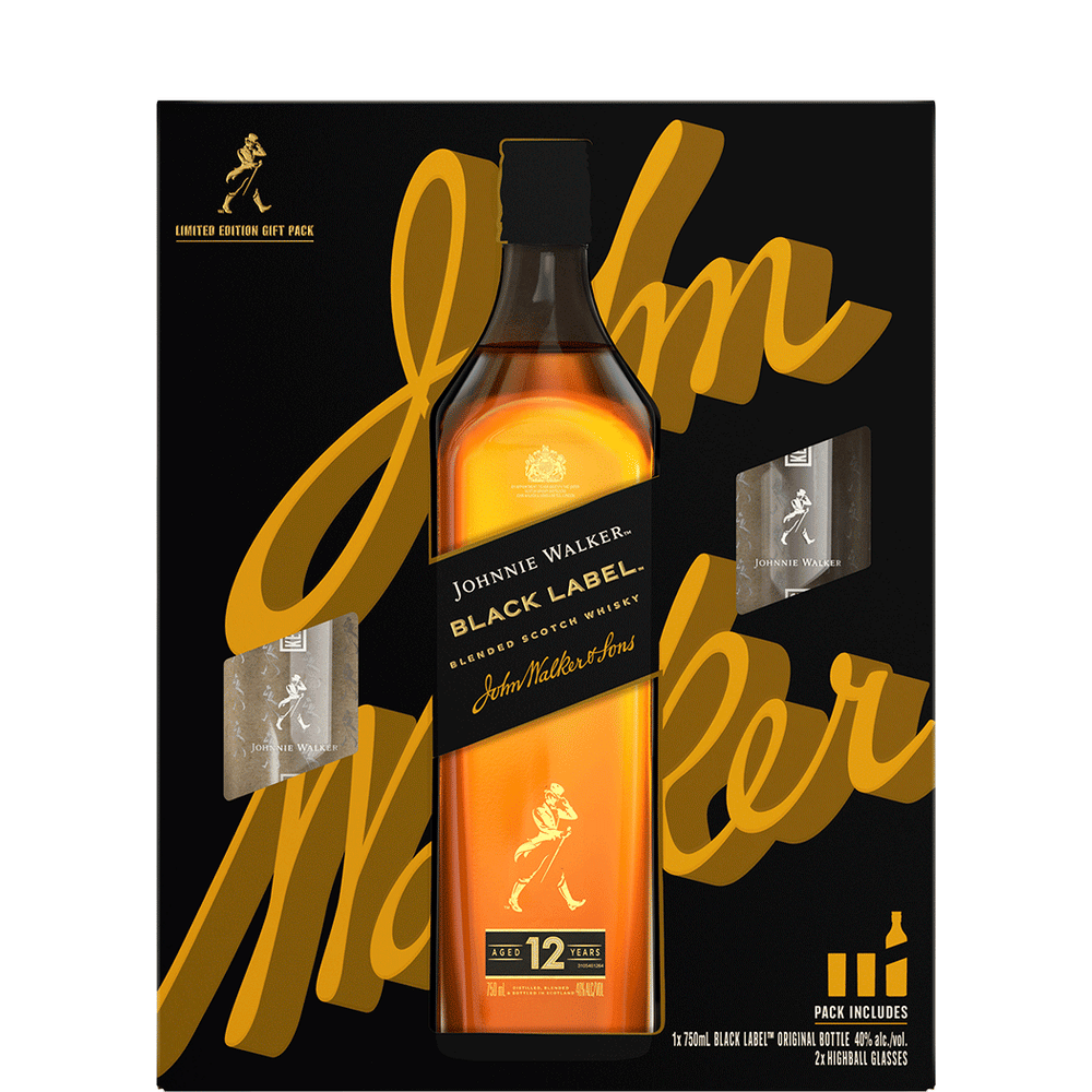 Johnnie Walker Black Blended Scotch Whisky With Glasse Total Wine