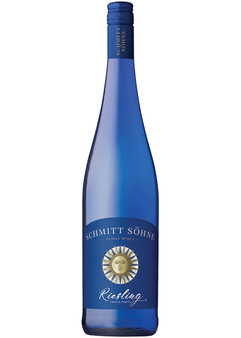 blue glass wine bottle