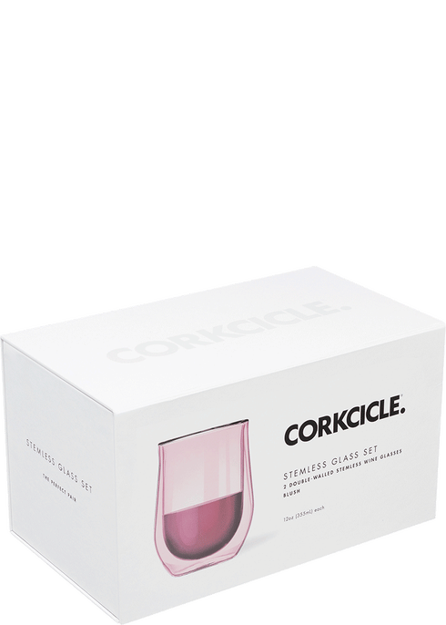 Hallmark Corkcicle White Rose Stainless Steel Stemless Wine Glass, 12 oz.