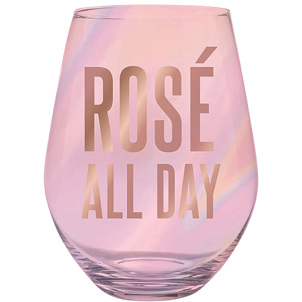 Stemless Wine Glass Set of 2 Rose' All Day 22 oz NEW UNUSED