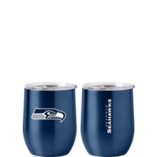 Logo Seahawks - 16oz Etch Black Stemless Wine Glass